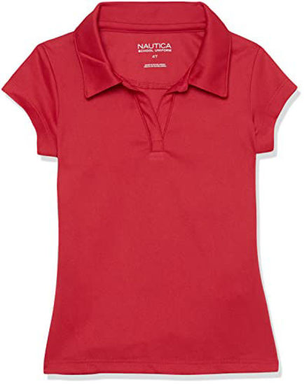 Picture of Nautica Girls Size' School Uniform Short Sleeve Performance Polo, Red, 20 Plus