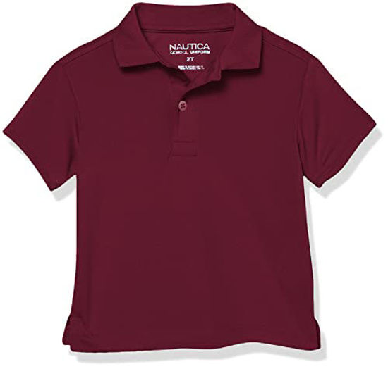 Picture of Nautica boys School Uniform Short Sleeve Performance Polo Shirt, Burgundy 601, 10 12 US