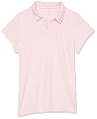 Picture of Nautica Girls' Big School Uniform Short Sleeve Performance Polo, Light Pink, 16