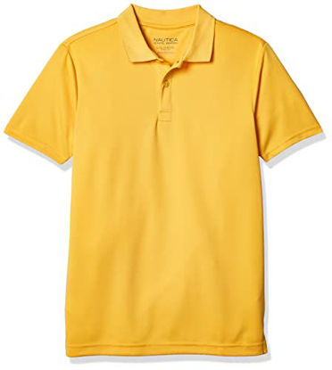 Picture of Nautica Boys' Little School Uniform Short Sleeve Performance Polo, Gold, 7