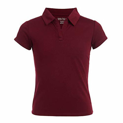 Picture of Nautica Girls' Big School Uniform Short Sleeve Performance Polo, Burgundy, 16