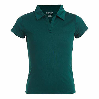 Picture of Nautica Girls Size' School Uniform Short Sleeve Performance Polo, Forest Green, 20 Plus