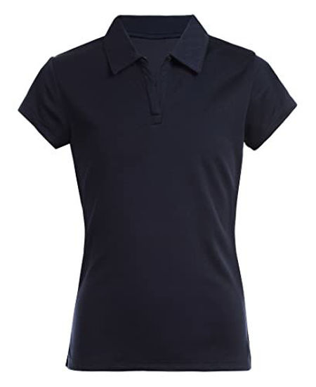 Picture of Nautica girls School Uniform Short Sleeve Performance Polo Shirt, Navy, 8 10 US