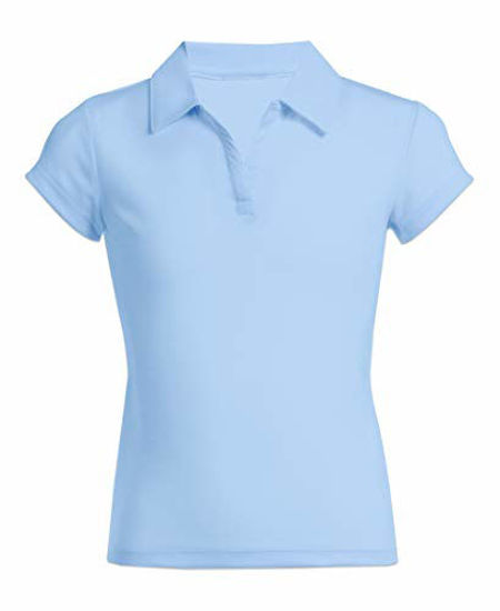 Picture of Nautica Girls Size' School Uniform Short Sleeve Performance Polo, Light Blue, 8-10 Plus