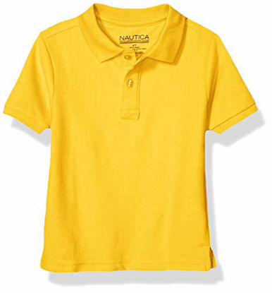 Picture of Nautica Boys' Big School Uniform Short Sleeve Pique Polo, Gold, 10-12