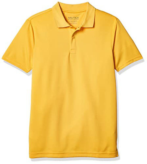 Picture of Nautica Boys' Big School Uniform Short Sleeve Performance Polo, Gold, 14-16