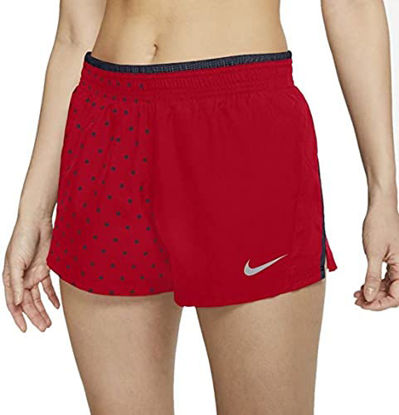 Picture of Nike Women's 10K Stars 3" Lined Running Workout Shorts Red/Obsidian Blue (Small)