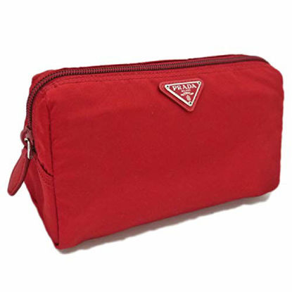 Picture of Prada Triangle Logo Medium Zip Around Toiletry Case Red 1NA693