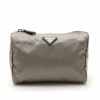 Picture of Prada Tessuto Nylon Triangle Logo Small Toiletry Case Argilla Grey 1NA011