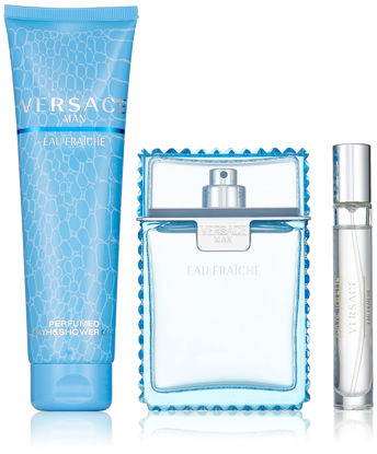 Picture of Versace Eau Fraiche For Men 3 Piece Set (3.4 Oz Eau De Toilette Spray + 5.0 Ounce Perfumed Shower Gel + 0.3 Ounce Eau De Toilette Travel Spray, multi color