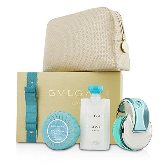 Bvlgari Omnia Paraiba Coffret Eau De Toilette Spray 65ml 2.2oz Body Lotion 75ml 2.5oz Soap 75g 2.6oz Pouch 3pcs 1pouch