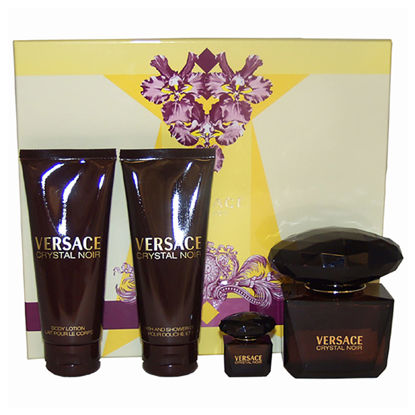 Picture of Versace Versace Crystal Noir 3oz EDT Spray, 3.4oz Bath & Shower Gel, 3.4oz Body Lotion, 5ml EDT Splash Mini Women 4 Pc Gift Set