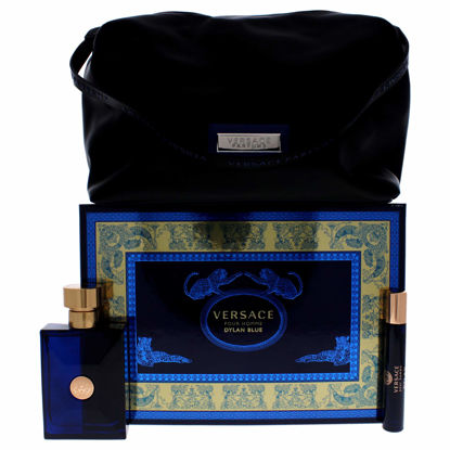 Picture of Versace Dylan Blue For Men 3 Piece Gift Set (Eau De Toilette Spray, 3.4 Ounce + Travel Spray, 0.34 Ounce + Versace Blue Trousse)