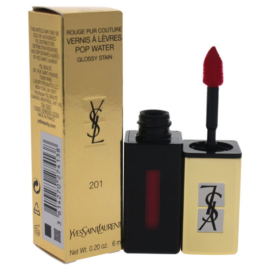 Picture of Yves Saint Laurent Vernis A Levres Pop Water Glossy Stain, 201 Dewy Red, 0.2 Ounce