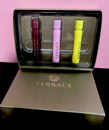 Picture of Versace Women Gift Set Trio Eau De Toilette Mini Travel Size Spray Crystal Noir Mini 0.03 oz. Spray Bright Crystal Mini 0.03 oz Spray, Yellow Diamond 0.03 oz Mini Spray.