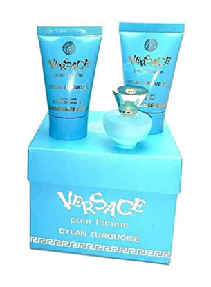 Picture of Versace Dylan Turquoise Womens Mini Perfume Trio Gift Set (5ml EDT Splash, 23ml Body Gel & 23ml Shower Gel)