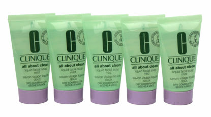 Picture of Pack of 5 x Clinique All About Clean Liquid Facial Soap Mild, 1 oz each Sample Size Unboxed