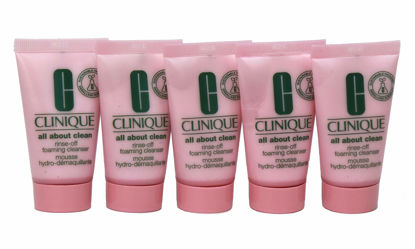 Picture of Pack of 5 x Clinique All About Clean Rinse-Off Foaming Cleanser, 1 oz each Sample Size Unboxed