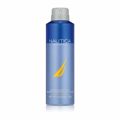 Picture of Nautica Voyage Deodorizing Body Spray for Men - Fresh, Romantic, Fruity Scent - Woody, Aquatic Notes of Apple, Water Lotus, Cedarwood, and Musk - Ideal for Day Wear - 6.0 Oz