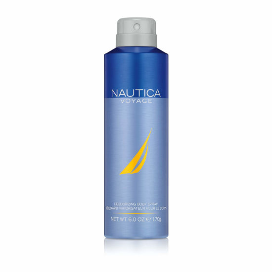 Picture of Nautica Voyage Deodorizing Body Spray for Men - Fresh, Romantic, Fruity Scent - Woody, Aquatic Notes of Apple, Water Lotus, Cedarwood, and Musk - Ideal for Day Wear - 6.0 Oz