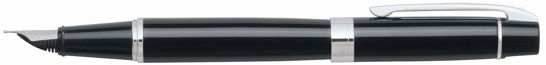 Picture of Sheaffer 300 Glossy Black Fountain Pen with Chrome-Plated Trim and Fine Nib