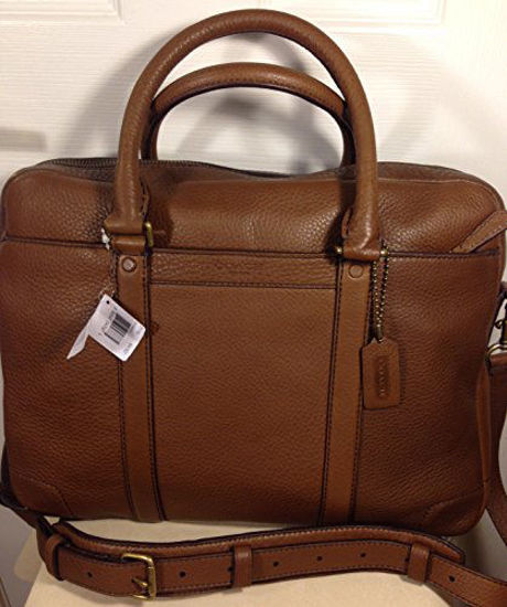 Picture of Coach Bleeker Saddle Brown Pebbled Leather Briefcase Laptop Tablet Messenger Crossbody Bag Case 71196