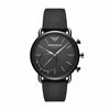 Picture of Emporio Armani Mens Aviator Leather Hybrid Smart Watch, Color: Black (Model: ART3030)