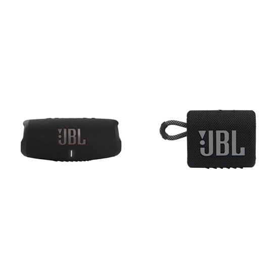 Picture of JBL Charge 5 - Portable Bluetooth Speaker with IP67 Waterproof and USB Charge Out - Black & Go 3: Portable Speaker with Bluetooth, Built-in Battery, Waterproof and Dustproof Feature - Black
