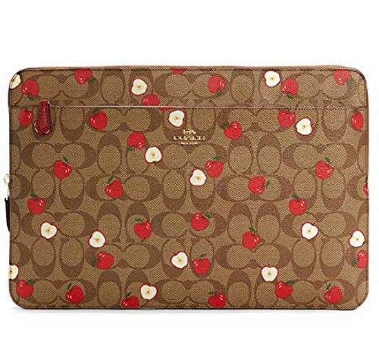 Picture of COACH Womens Laptop Sleeve In Signature Canvas With Apple Print Khaki Multi