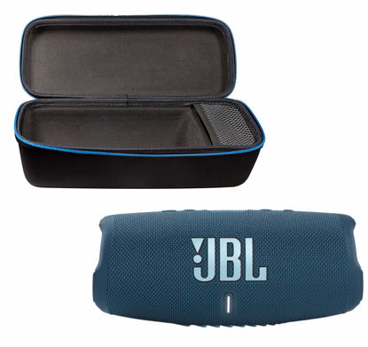 Picture of JBL Charge 5 Portable Waterproof Wireless Bluetooth Speaker Bundle with divvi! Protective Hardshell Case - Blue