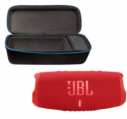 Picture of JBL Charge 5 Portable Waterproof Wireless Bluetooth Speaker Bundle with divvi! Protective Hardshell Case - Red