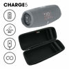 Picture of JBL Charge 5 Waterproof Portable Speaker with Built-in Powerbank and gSport Carbon Fiber Case (Gray)