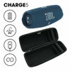 Picture of JBL Charge 5 Waterproof Portable Speaker with Built-in Powerbank and gSport Carbon Fiber Case (Blue)