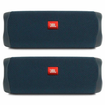 Picture of JBL Flip 5 Waterproof Portable Wireless Bluetooth Speaker Bundle - (Pair) Blue
