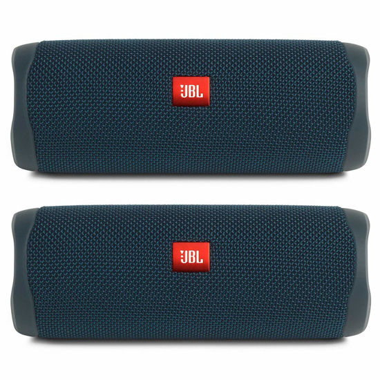 Picture of JBL Flip 5 Waterproof Portable Wireless Bluetooth Speaker Bundle - (Pair) Blue