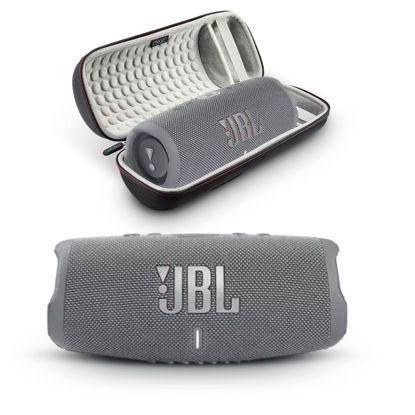 Picture of JBL Charge 5 - Portable Bluetooth Speaker with Megen Hardshell Travel Case with IP67 Waterproof and USB Charge Out (Gray)