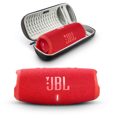 Picture of JBL Charge 5- Portable Bluetooth Speaker with Megen Hardshell Travel Case with IP67 Waterproof and USB Charge Out (Red)