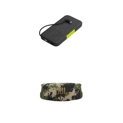 Picture of JBL Charge 5 - Portable Bluetooth Speaker with IP67 Waterproof and USB Charge Out, 12 Hours of Playtime and InfinityLab InstantGo 10000 Power Bank with Integrated USB-C Connector (Camo/Black)