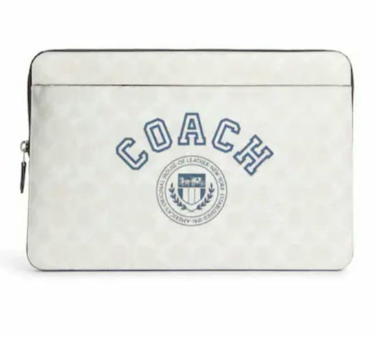 Coach Laptop Sleeve in Signature Canvas with Coach Varsity