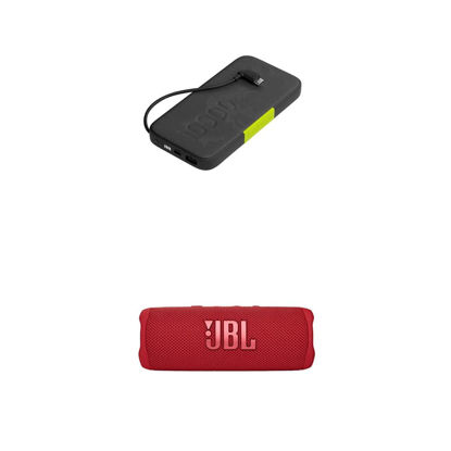 Picture of JBL Flip 6 - Portable Bluetooth Speaker, Powerful Sound and deep bass, IPX7 Waterproof, 12 Hours of Playtime and InfinityLab InstantGo 10000 Power Bank with Integrated USB-C Connector (Red/Black)