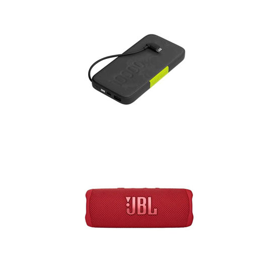 Picture of JBL Flip 6 - Portable Bluetooth Speaker, Powerful Sound and deep bass, IPX7 Waterproof, 12 Hours of Playtime and InfinityLab InstantGo 10000 Power Bank with Integrated USB-C Connector (Red/Black)