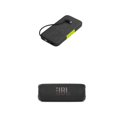 Picture of JBL Flip 6 - Portable Bluetooth Speaker, Powerful Sound and deep bass, IPX7 Waterproof, 12 Hours of Playtime and InfinityLab InstantGo 10000 Power Bank with Integrated USB-C Connector (Black)