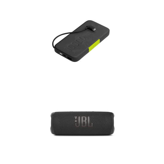 Picture of JBL Flip 6 - Portable Bluetooth Speaker, Powerful Sound and deep bass, IPX7 Waterproof, 12 Hours of Playtime and InfinityLab InstantGo 10000 Power Bank with Integrated USB-C Connector (Black)