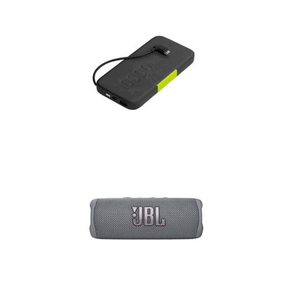 Picture of JBL Flip 6 - Portable Bluetooth Speaker, Powerful Sound and deep bass, IPX7 Waterproof, 12 Hours of Playtime and InfinityLab InstantGo 10000 Power Bank with Integrated USB-C Connector (Gray/Black)