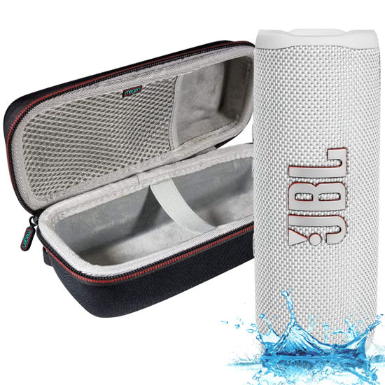 Picture of JBL Flip 6 - Waterproof Portable Bluetooth Speaker, Powerful Sound and deep bass, IPX7 Waterproof, 12 Hours of Playtime with Megen Hardshell Case - White