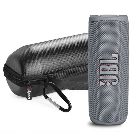 Picture of JBL FLIP 6 Waterproof Portable Speaker Bundle with gSport Carbon Fiber Case (Gray)