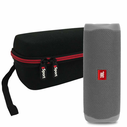 Picture of JBL FLIP 5 Portable Speaker IPX7 Waterproof On-The-Go Bundle with gSport Deluxe Hardshell Case (Gray)