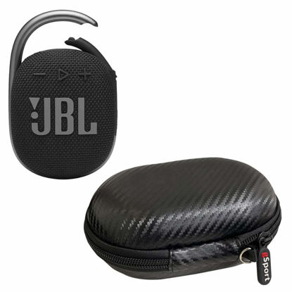 Picture of JBL Clip 4 Waterproof Portable Bluetooth Speaker Bundle with gSport Carbon Fiber Case (Black)