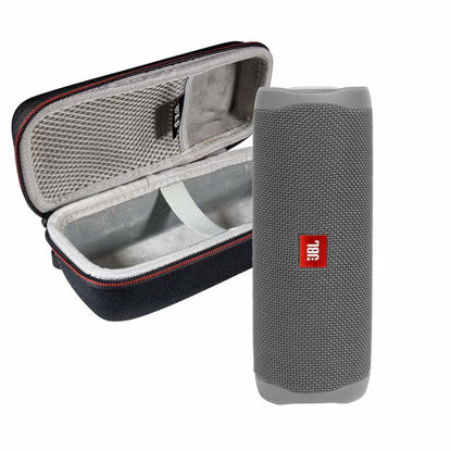 Picture of JBL FLIP 5 Portable Speaker IPX7 Waterproof On-The-Go Bundle with WRP Deluxe Hardshell Case (Gray)