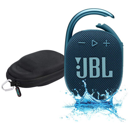 Picture of JBL Clip 4 Waterproof Portable Bluetooth Speaker Bundle with Megen Protective Hardshell Case (Blue)